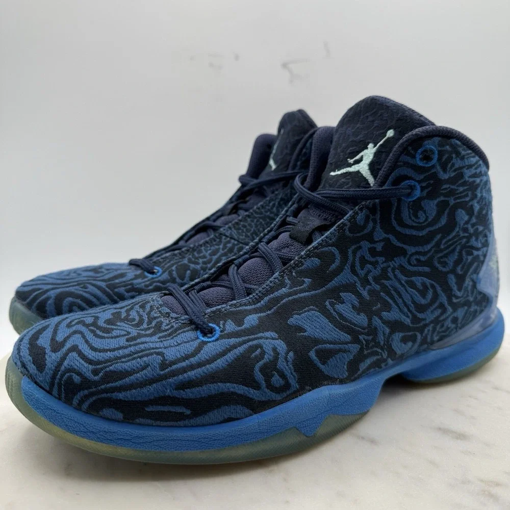 Jordan Super.Fly 3 Men 9.5 Midnight  Blue Lagoon Excellent Graphic Basketball